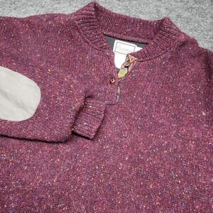 Cabelas Womens Windstopper Gore Lined Purple Wool Sweater Elbow Patch Large